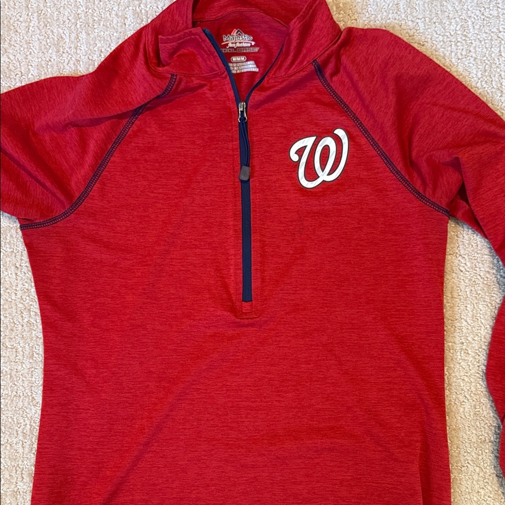 Majestic Red Nationals Quarter-Zip Pullover